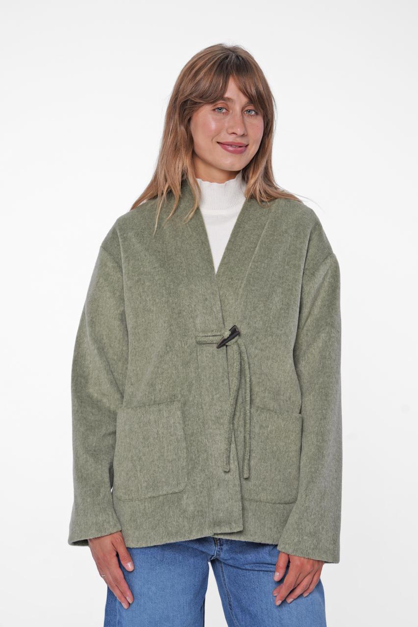 The Cozy Sage Knit Tie-Front Jacket