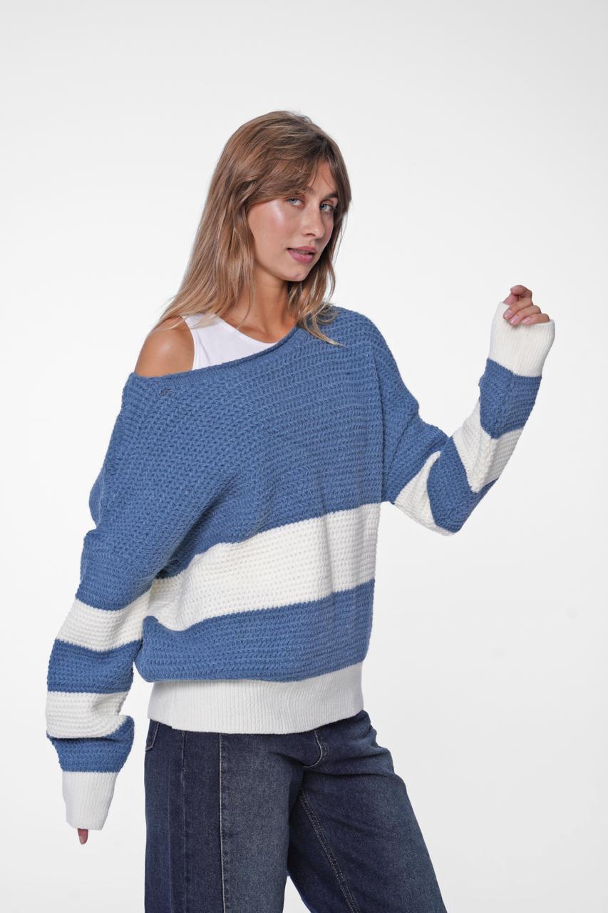 The Coastal Stripe Oversized Knit Sweater