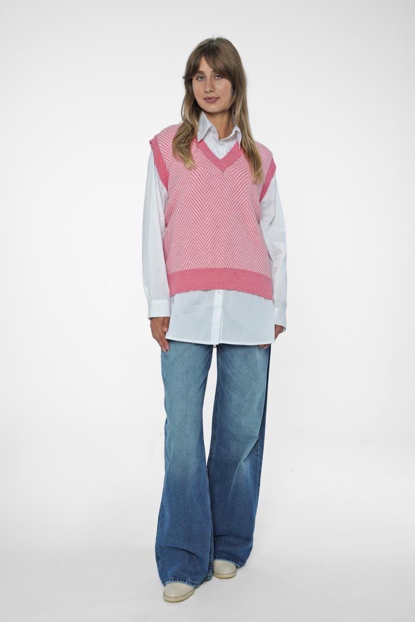 The Herringbone Knit V-Neck Sweater Vest