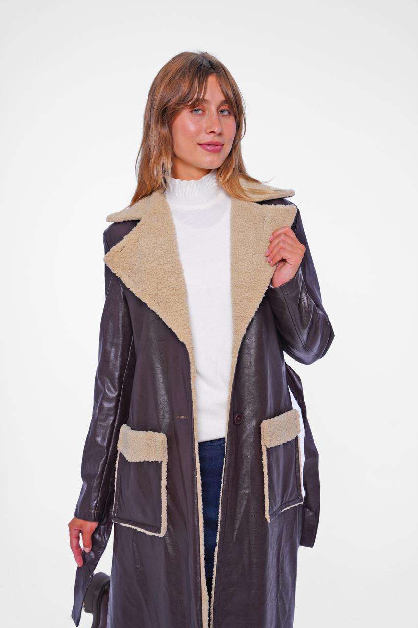 The Shearling-Lined Faux Leather Trench Coat