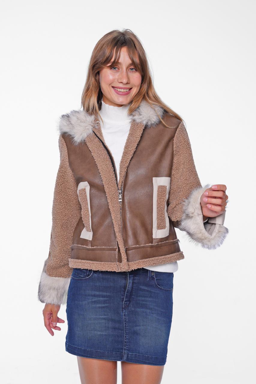 Faux Shearling Hooded Aviator Jacket