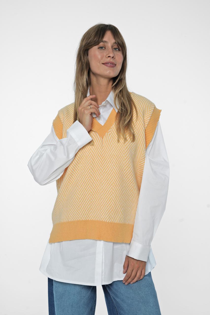 The Herringbone Knit V-Neck Sweater Vest