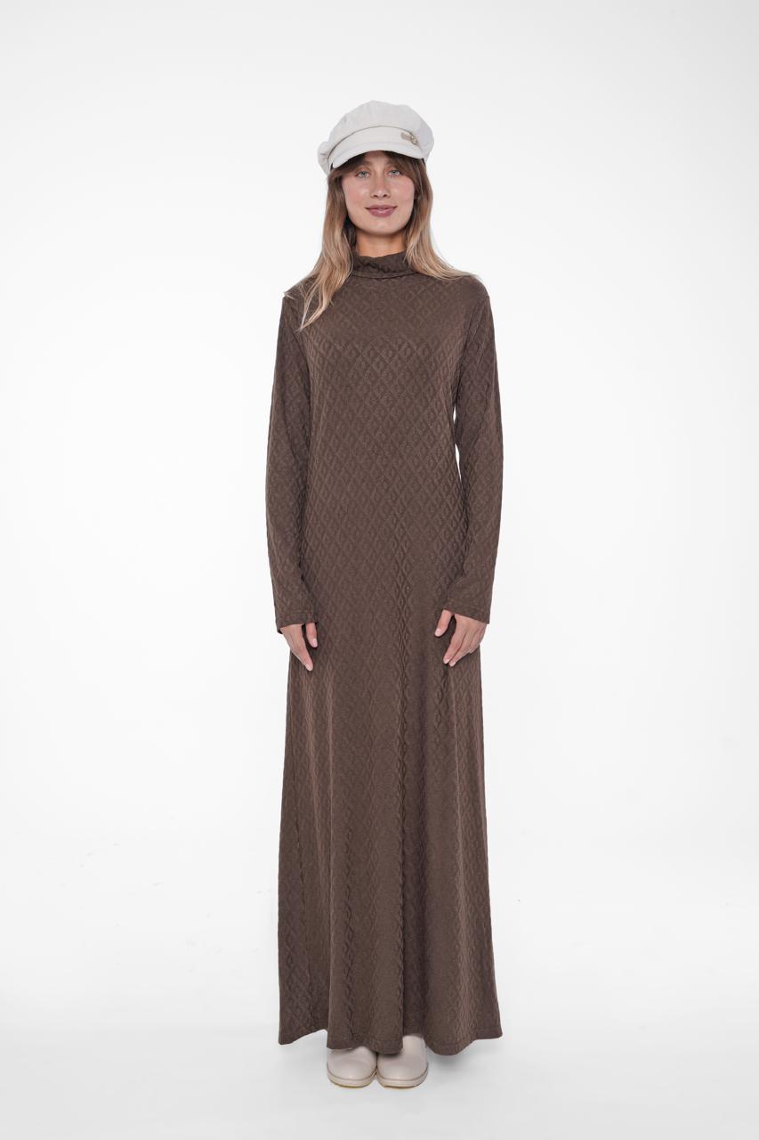 Textured Brown Maxi Dress