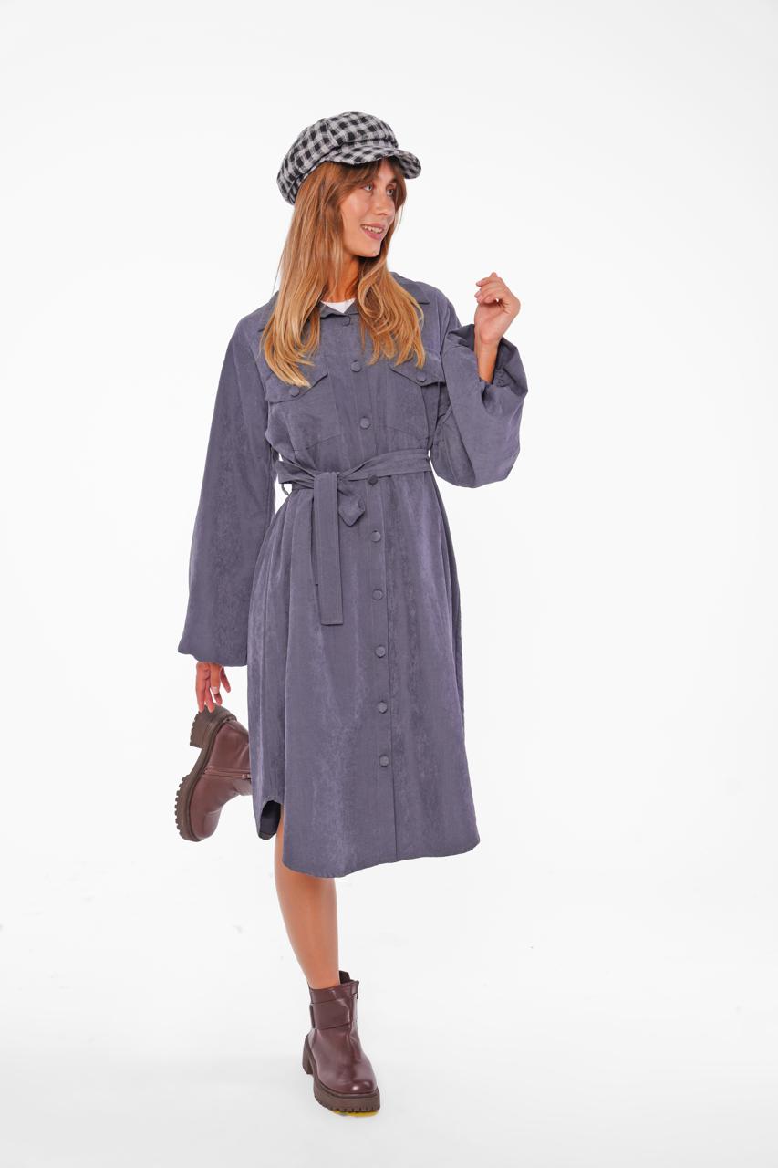 Belted Midi Shirtdress with Flared Cuffs