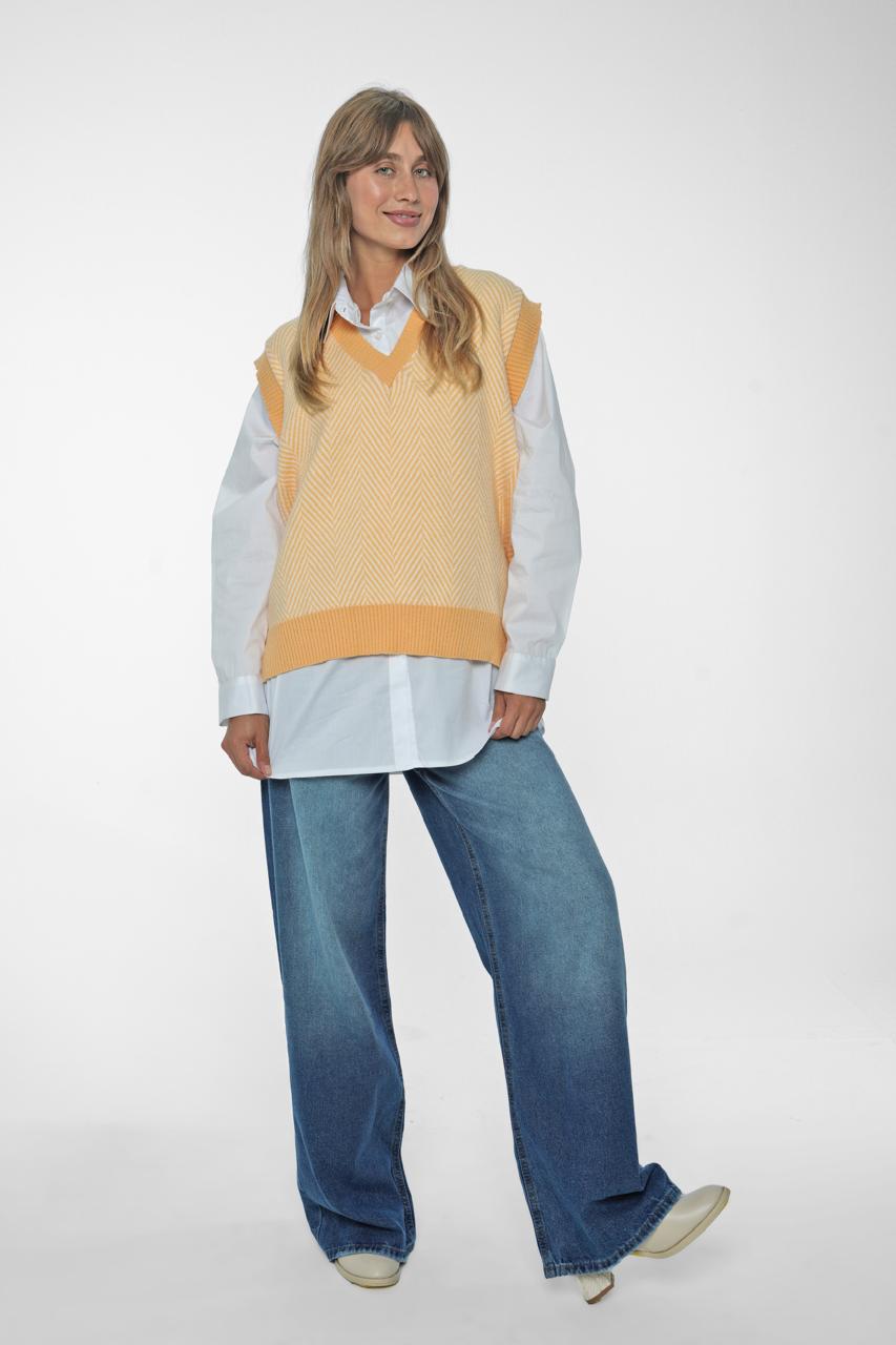 The Herringbone Knit V-Neck Sweater Vest