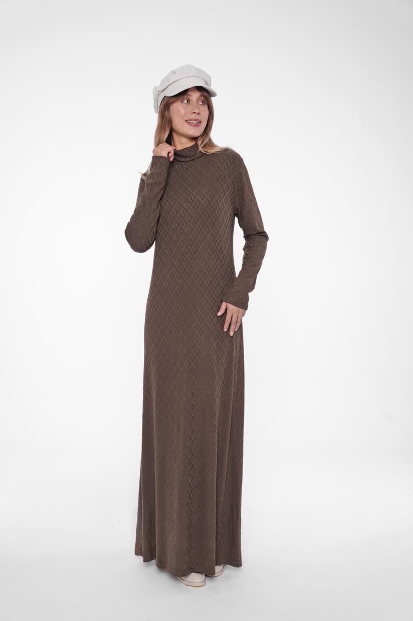 Textured Brown Maxi Dress
