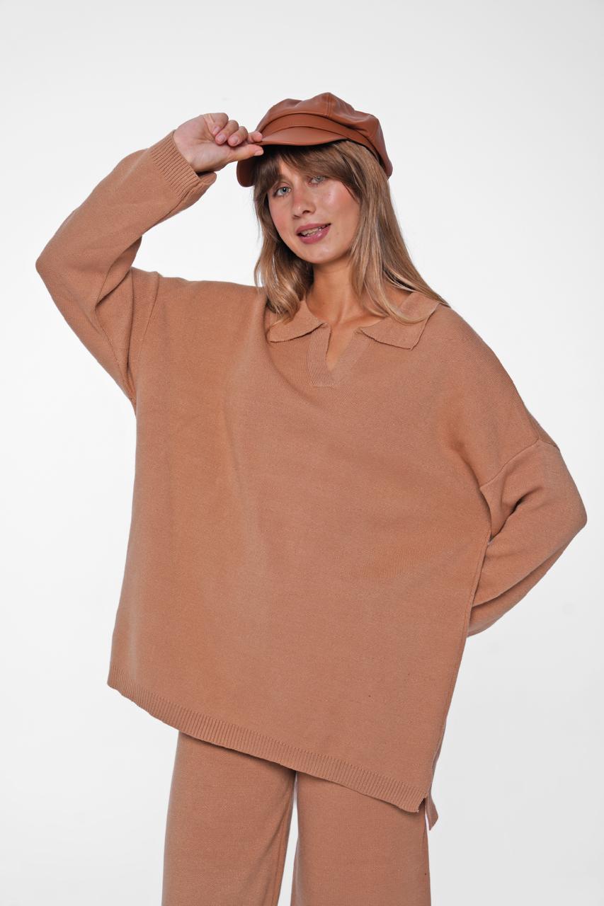 Cozy Camel Knitted Loungewear Suit