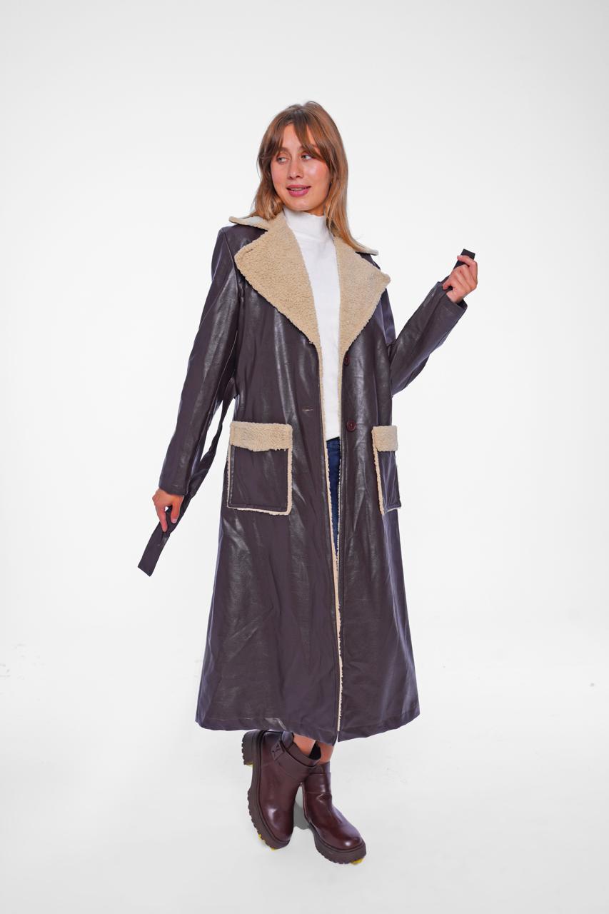 The Shearling-Lined Faux Leather Trench Coat