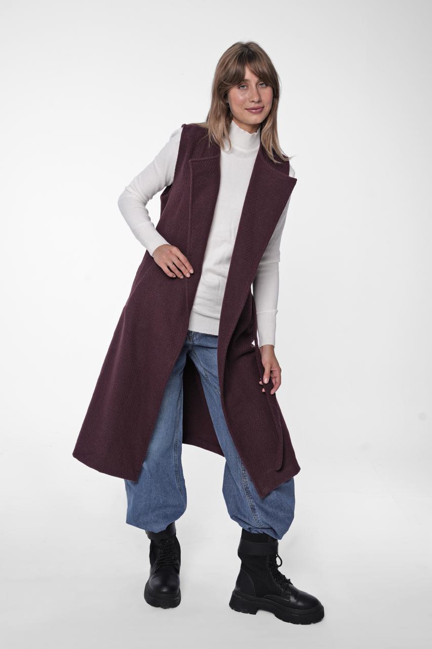 Check longline wool-Blend Vest