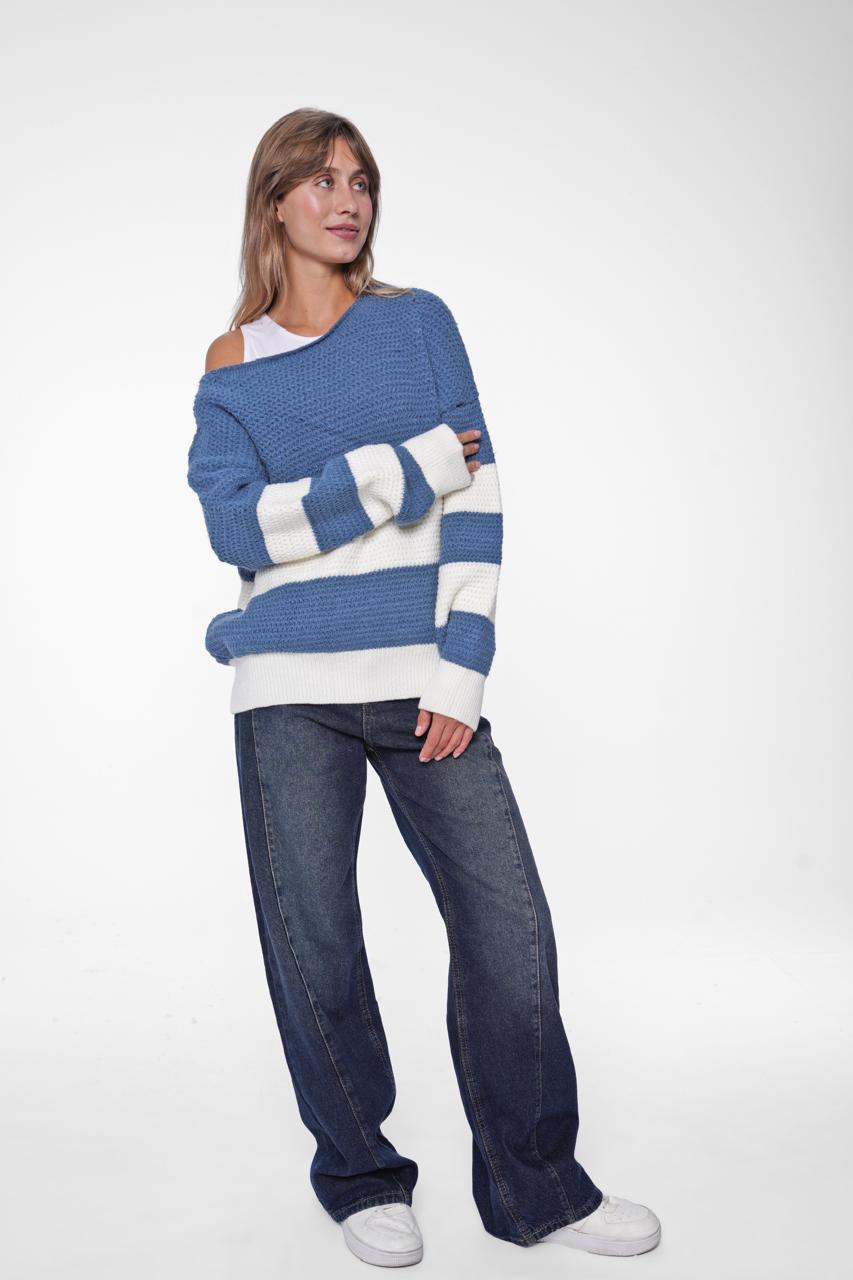 The Coastal Stripe Oversized Knit Sweater