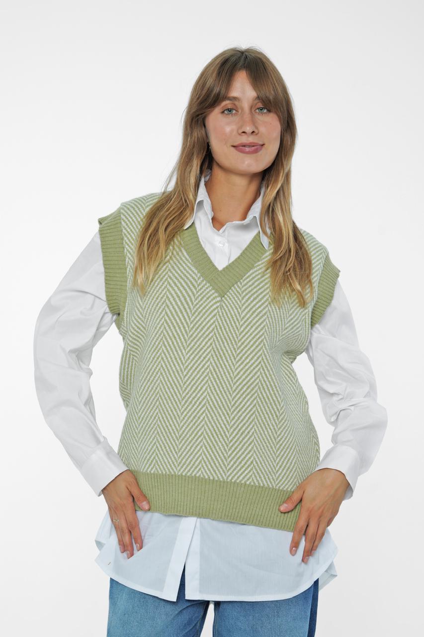 The Herringbone Knit V-Neck Sweater Vest
