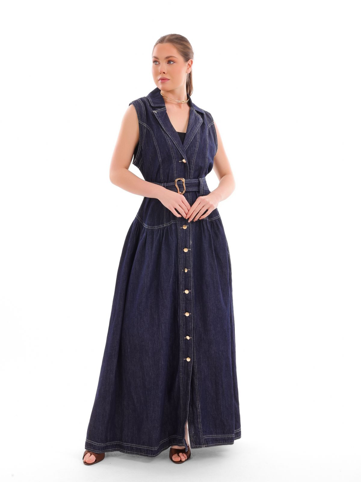 elegant denim dresses for women Latest Boutique Summer Elegant Shirt Dresses for Ladies Casual Daily Women's Clothing Denim Dress With Belt
